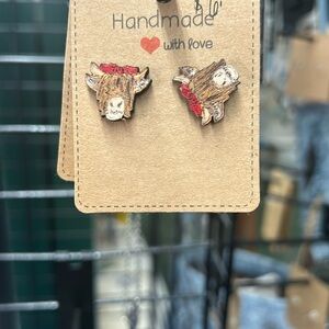 Fluffy cow earrings handmade